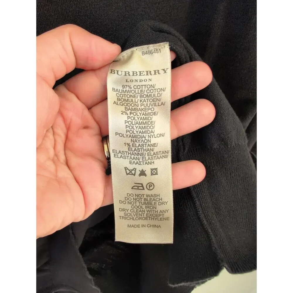 Burberry London Cotton Lightweight V-Neck Sweater in Black size Large
